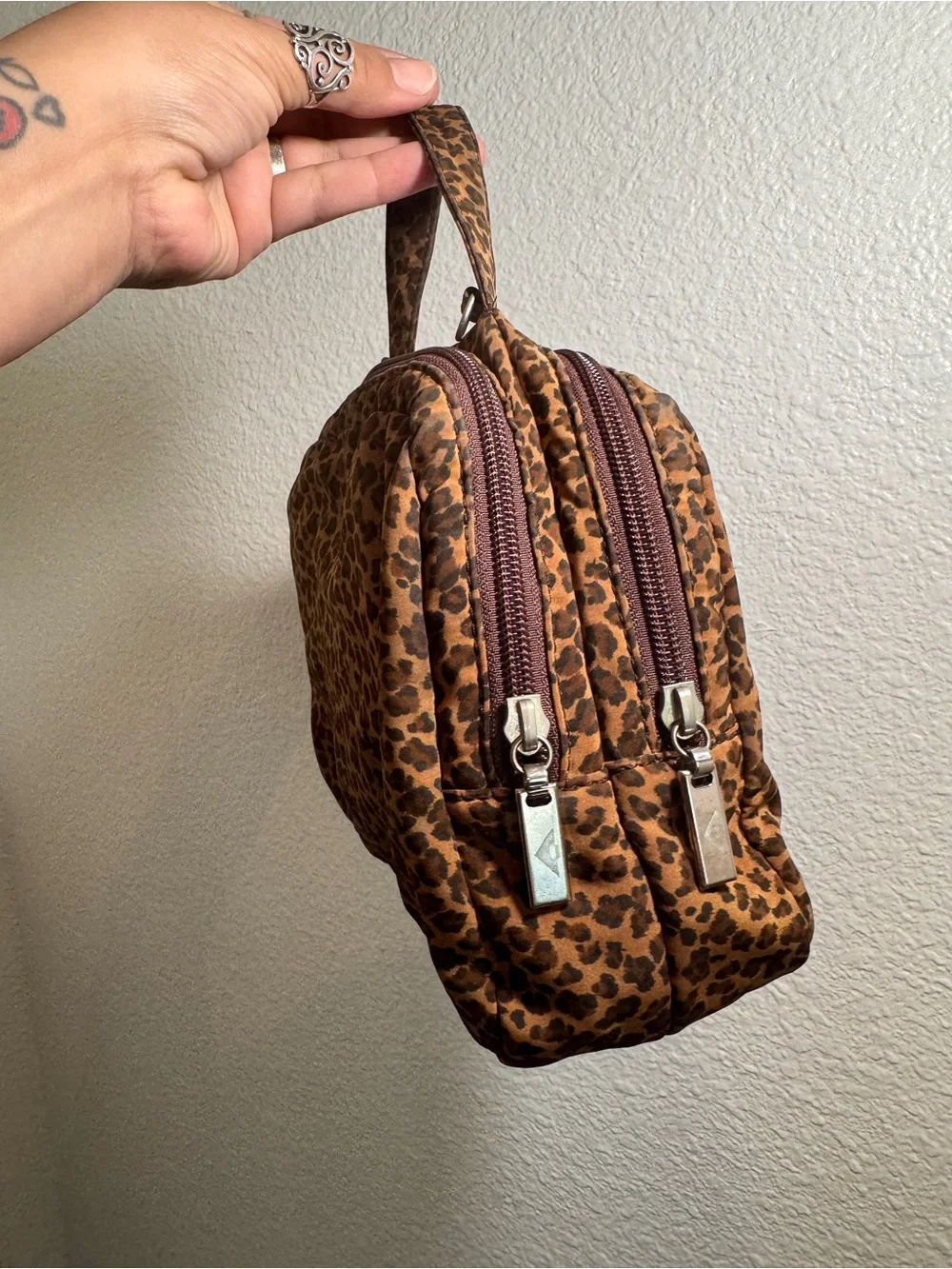 Bottega Veneta Vintage Leopard Print Accessory Pouch Mini Bag